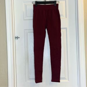 Spiritual Gangster Ribbed Cropped Leggings Size XS Dark Cranberry Color